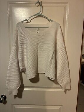 White Ribbed Off Shoulder Sweater